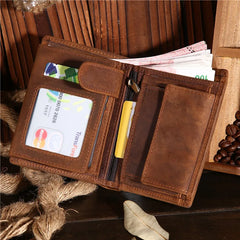 Genuine Leather Wallet for Men Mini Money Bags Short Purse Credit Card Holder
