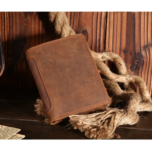 Genuine Leather Wallet for Men Mini Money Bags Short Purse Credit Card Holder