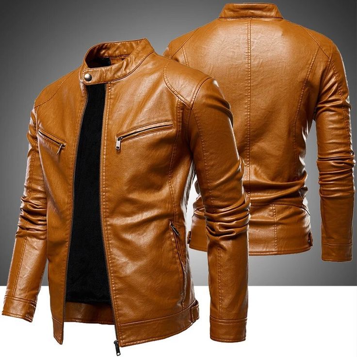 Men’s Brown Leather Jacket – Stylish Slim Fit Biker Coat