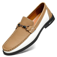 Men's Genuine Leather Metal Buckle Moccasins Versatile Business Shoes
