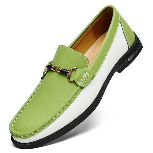 Men's Genuine Leather Metal Buckle Moccasins Versatile Business Shoes