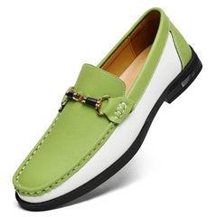 Men's Genuine Leather Metal Buckle Moccasins Versatile Business Shoes