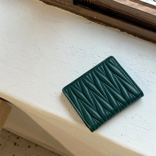Leather Pleated Design Wallet for Women