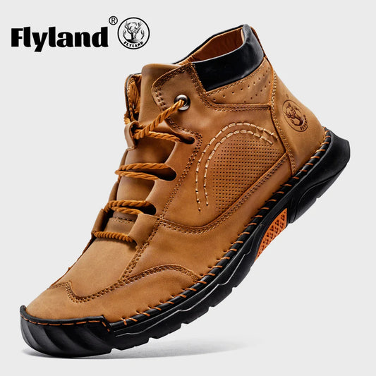Men's Genuine Leather Business Ankle Boots Handmade Casual Boots