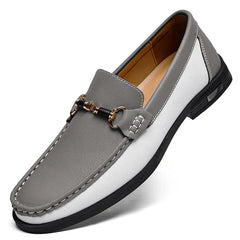 Men's Genuine Leather Metal Buckle Moccasins Versatile Business Shoes
