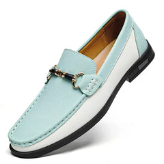 Men's Genuine Leather Metal Buckle Moccasins Versatile Business Shoes