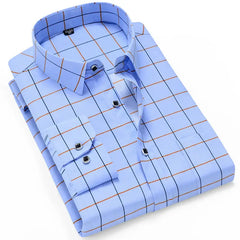 Thin Long Sleeve Printed Men's Korean Slim Fit Plaid Shirt