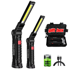 USB Rechargeable LED Flashlight With Magnetic Hook Power Bank 18650 Battery Torch