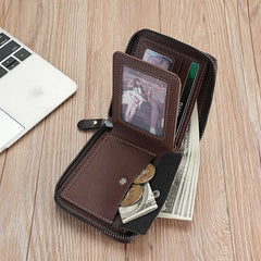 Men’s Leather Wallet Luxury Purse Zipper Card Holders