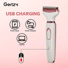 4-in-1 Rechargeable Electric Razor for Women - Face, Nose, Legs, Underarm, Bikini Trimmer