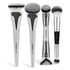 MAANGE 4pcs Makeup Brushes 2pcs Dual-ended Concealing Blush Brushes 2pcs Flat Top Angled Foundation Brushes Kit