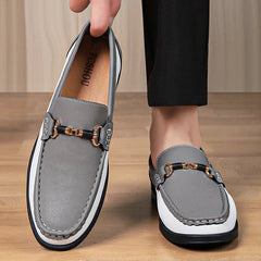 Men's Genuine Leather Metal Buckle Moccasins Versatile Business Shoes