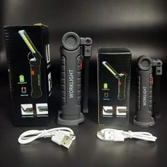 USB Rechargeable LED Flashlight With Magnetic Hook Power Bank 18650 Battery Torch