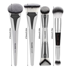 MAANGE 4pcs Makeup Brushes 2pcs Dual-ended Concealing Blush Brushes 2pcs Flat Top Angled Foundation Brushes Kit