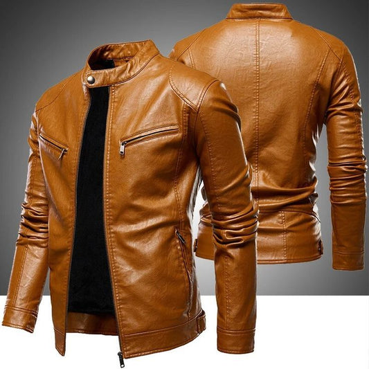Men’s Brown Leather Jacket – Stylish Slim Fit Biker Coat