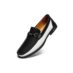 Men's Genuine Leather Metal Buckle Moccasins Versatile Business Shoes
