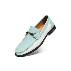 Men's Genuine Leather Metal Buckle Moccasins Versatile Business Shoes