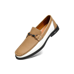 Men's Genuine Leather Metal Buckle Moccasins Versatile Business Shoes