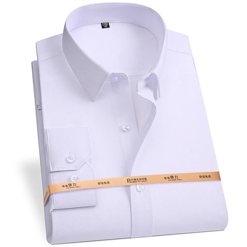 Men's High Quality Bamboo Fiber Long Sleeve Anti-wrinkle Shirt