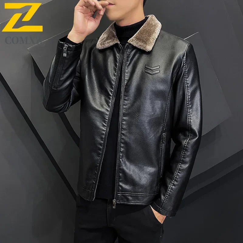 Winter Fashion Warmth Thickened Leather Jacket