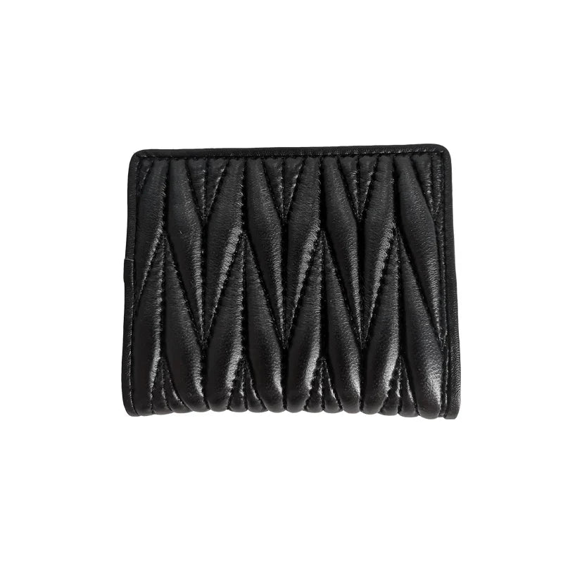Leather Pleated Design Wallet for Women