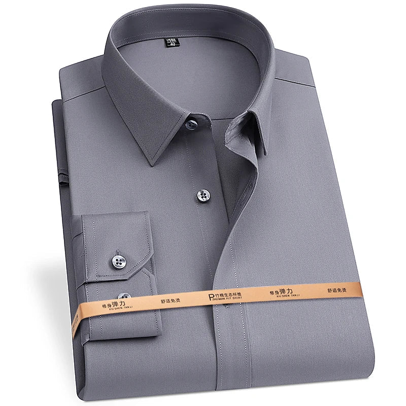 Men's High Quality Bamboo Fiber Long Sleeve Anti-wrinkle Shirt