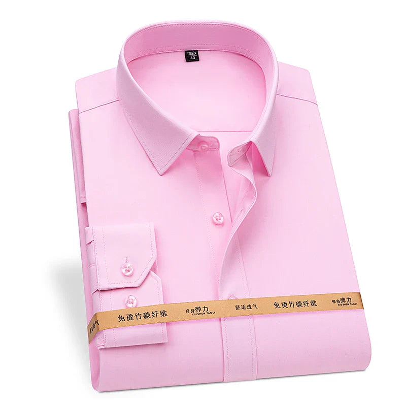Men's High Quality Bamboo Fiber Long Sleeve Anti-wrinkle Shirt