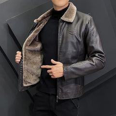 Winter Fashion Warmth Thickened Leather Jacket