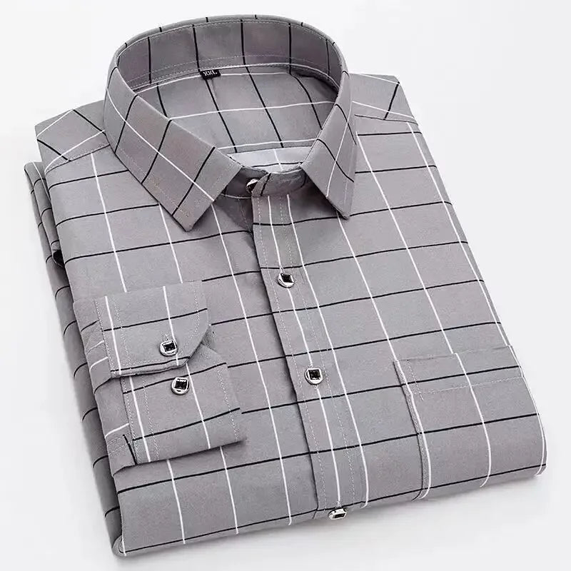 Men's Striped Long Sleeve Print Dress Shirts