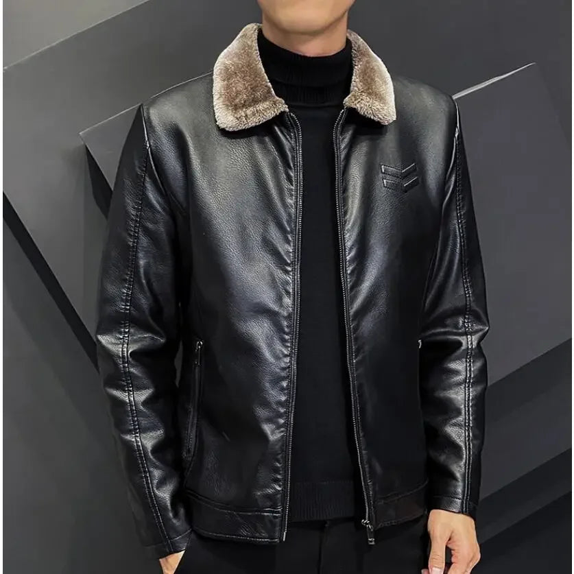 Winter Fashion Warmth Thickened Leather Jacket