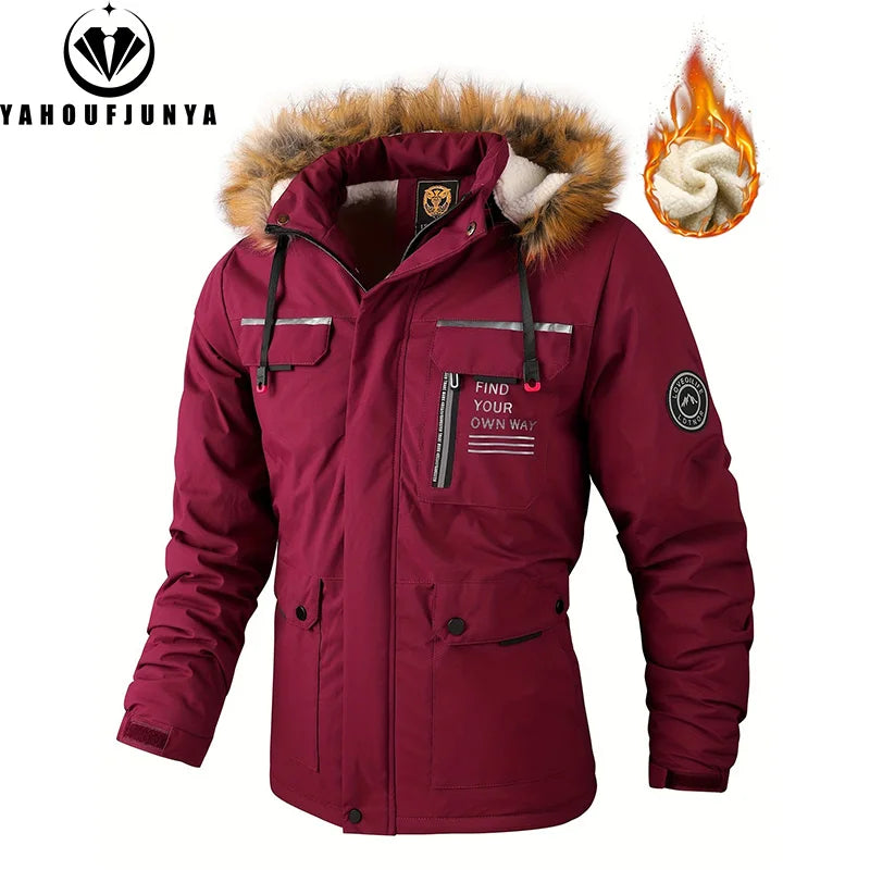 New Winter Men Outwear Fleece Warm Removable Hooded Hiking Jacket