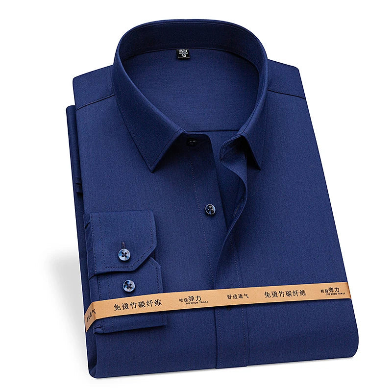 Men's High Quality Bamboo Fiber Long Sleeve Anti-wrinkle Shirt