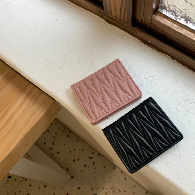 Leather Pleated Design Wallet for Women