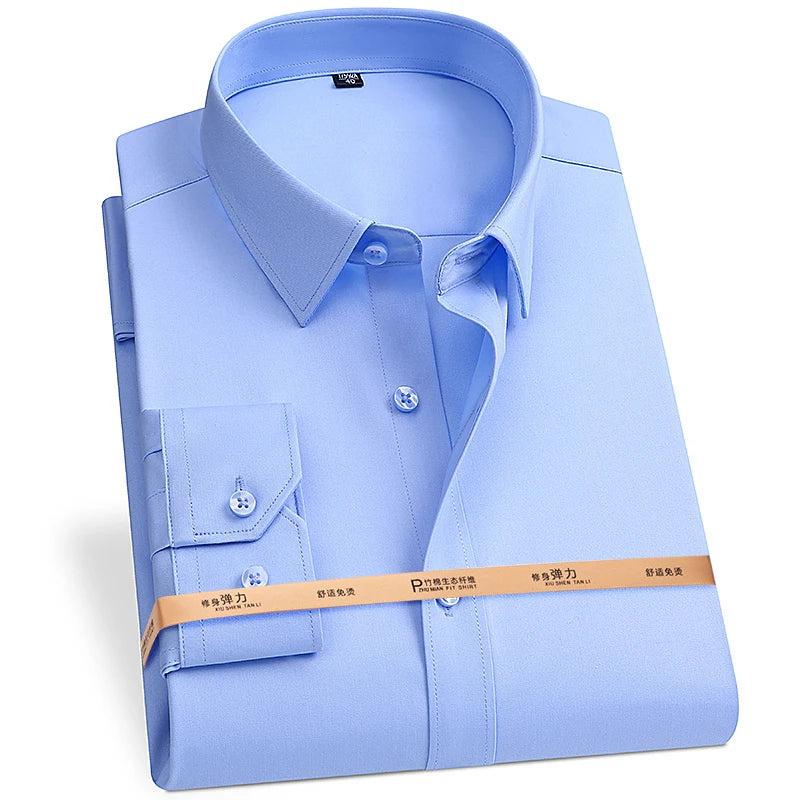 Men's High Quality Bamboo Fiber Long Sleeve Anti-wrinkle Shirt