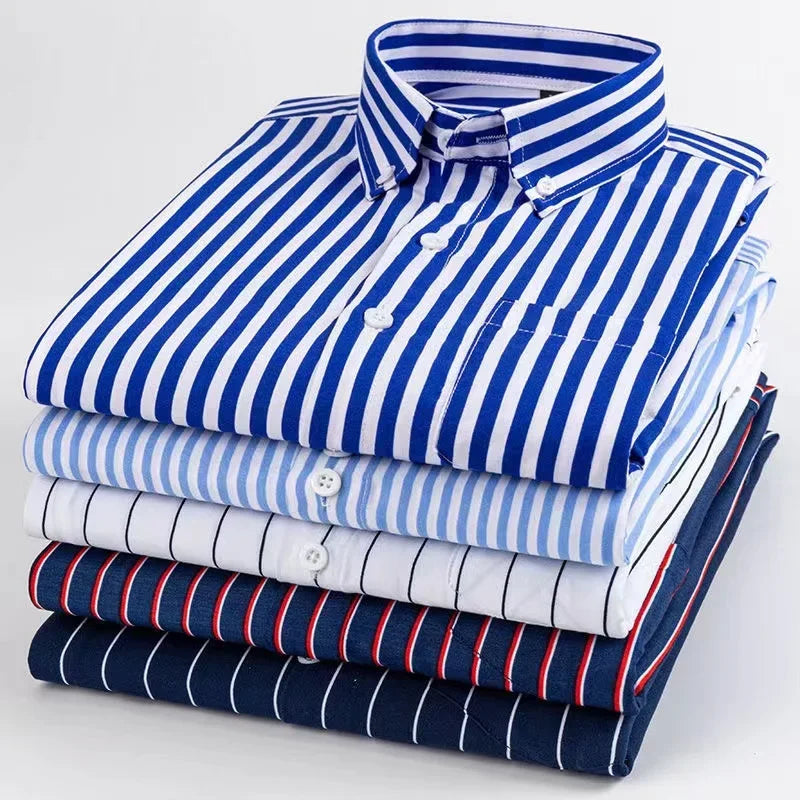 Men's Striped Long Sleeve Print Dress Shirts