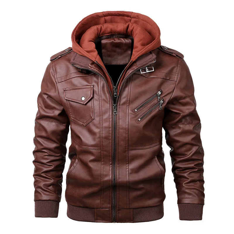 KB New Men's Leather Jackets Autumn Casual Motorcycle PU Jacket