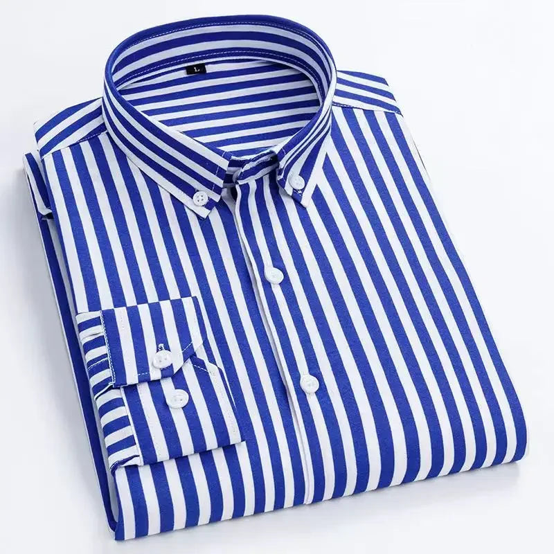 Men's Striped Long Sleeve Print Dress Shirts