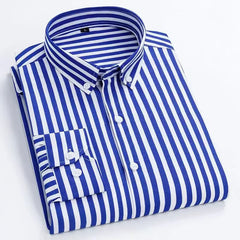 Men's Striped Long Sleeve Print Dress Shirts