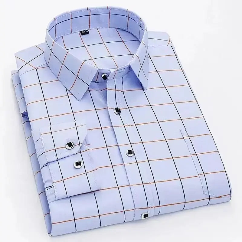 Men's Striped Long Sleeve Print Dress Shirts