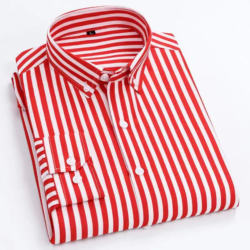 Thin Long Sleeve Printed Men's Korean Slim Fit Plaid Shirt