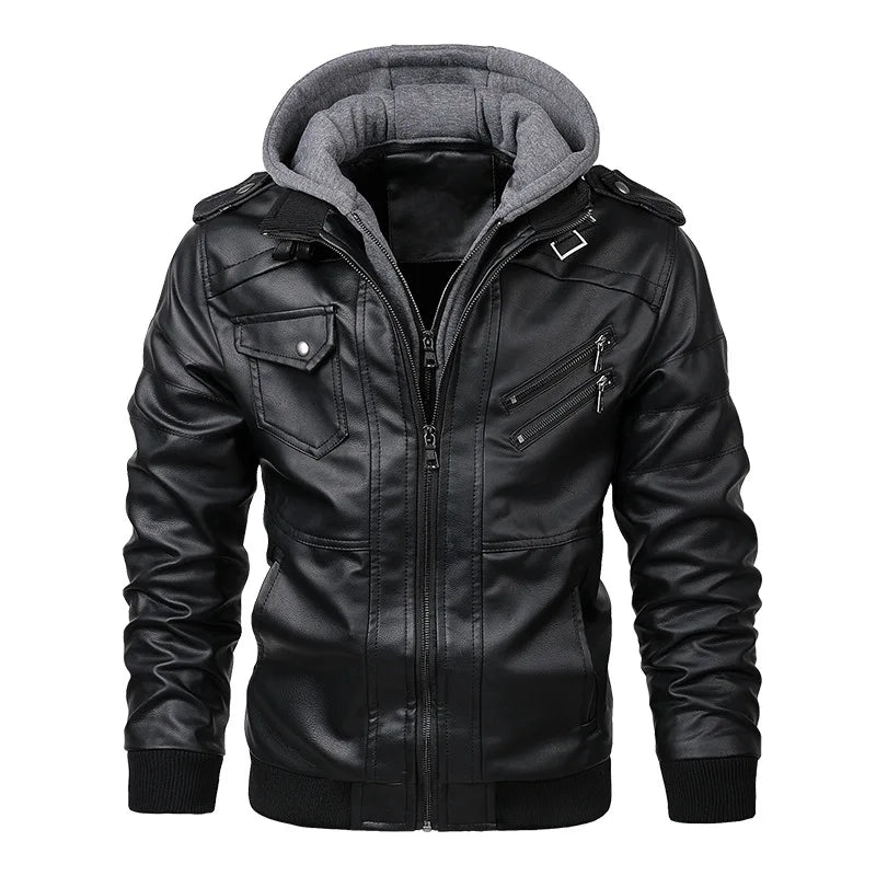 KB New Men's Leather Jackets Autumn Casual Motorcycle PU Jacket