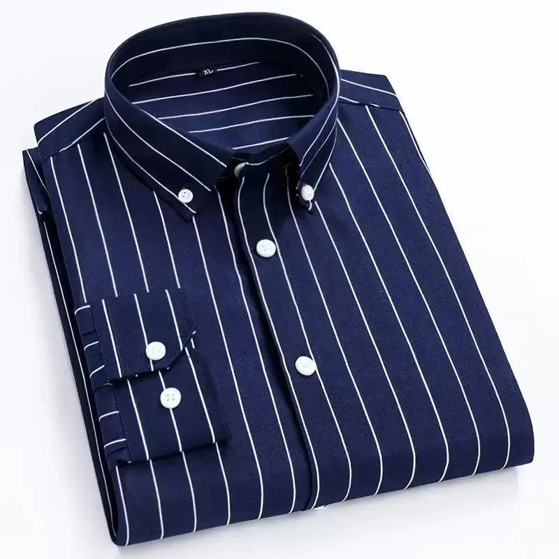 Men's Striped Long Sleeve Print Dress Shirts