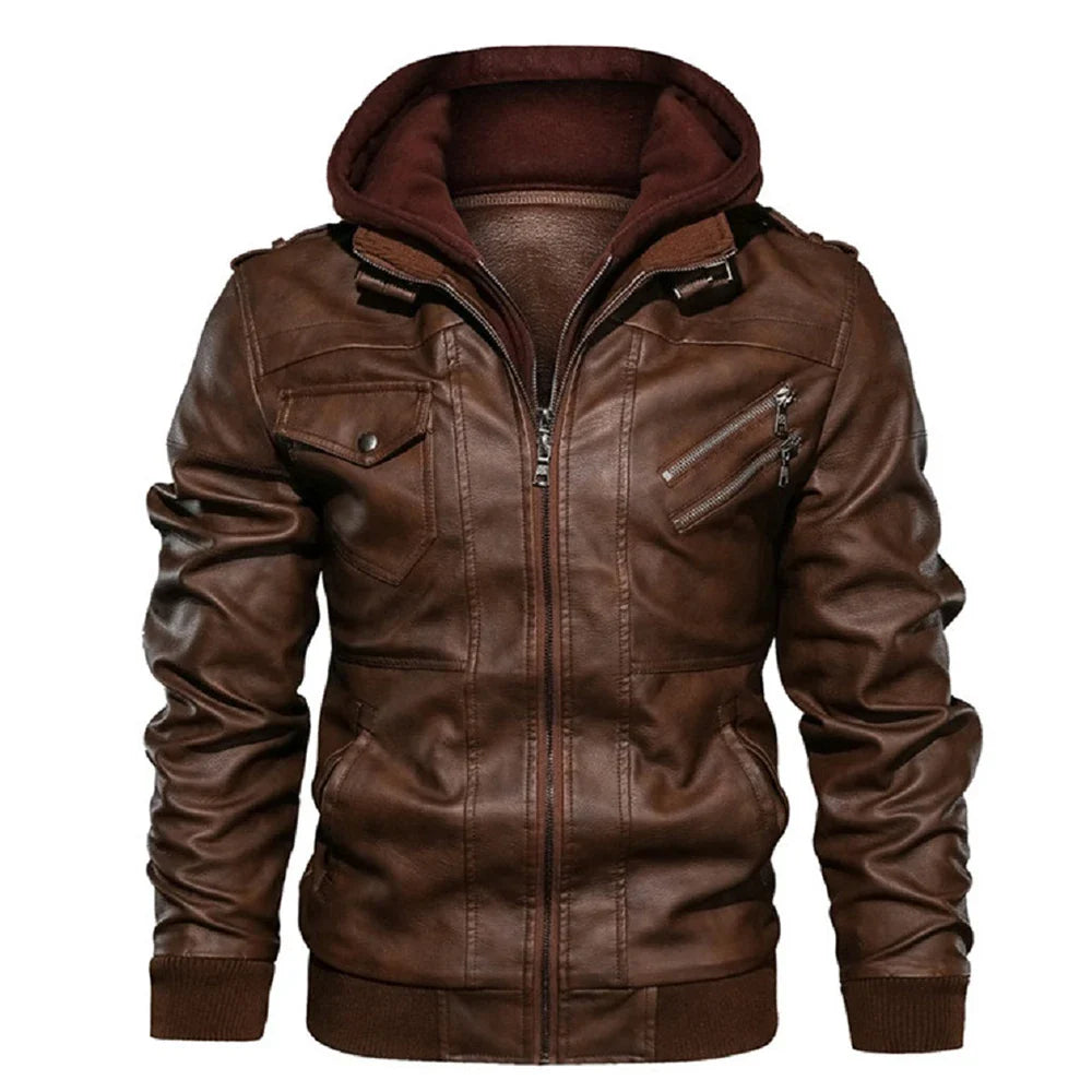 KB New Men's Leather Jackets Autumn Casual Motorcycle PU Jacket