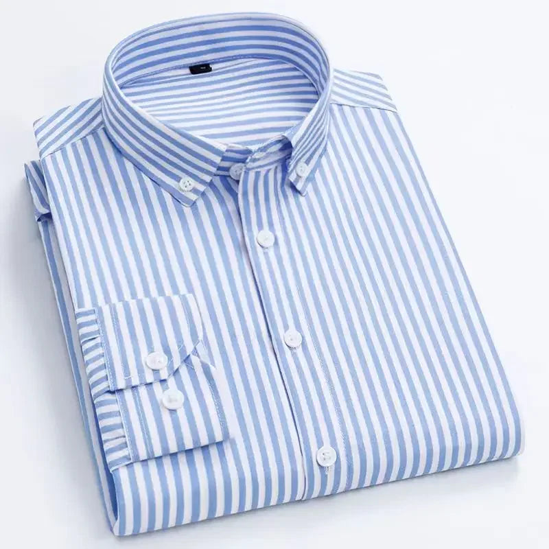 Men's Striped Long Sleeve Print Dress Shirts