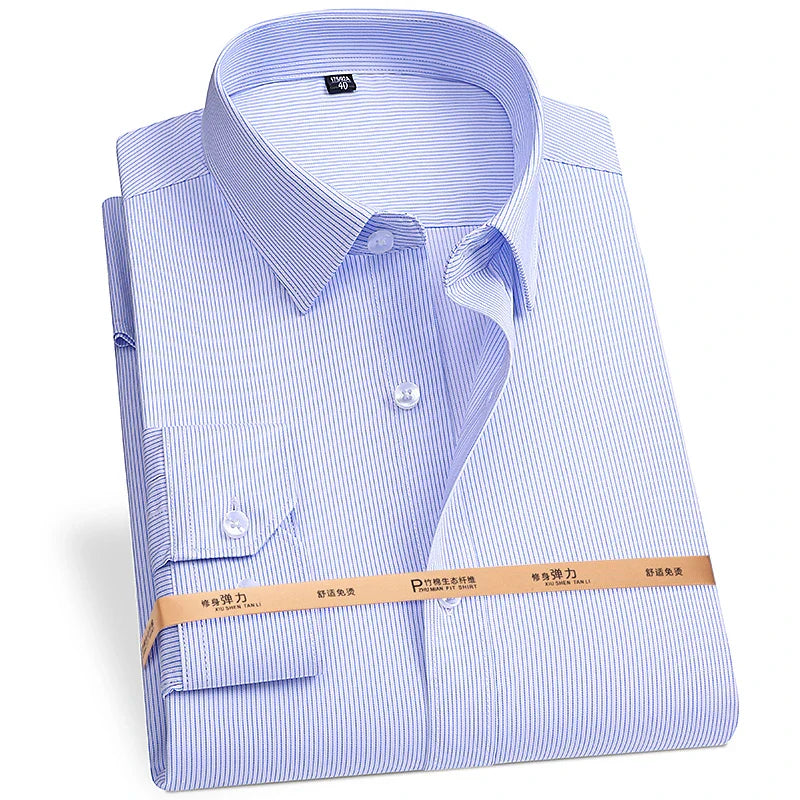 Men's High Quality Bamboo Fiber Long Sleeve Anti-wrinkle Shirt