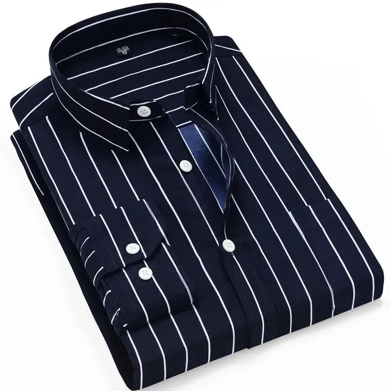 Thin Long Sleeve Printed Men's Korean Slim Fit Plaid Shirt