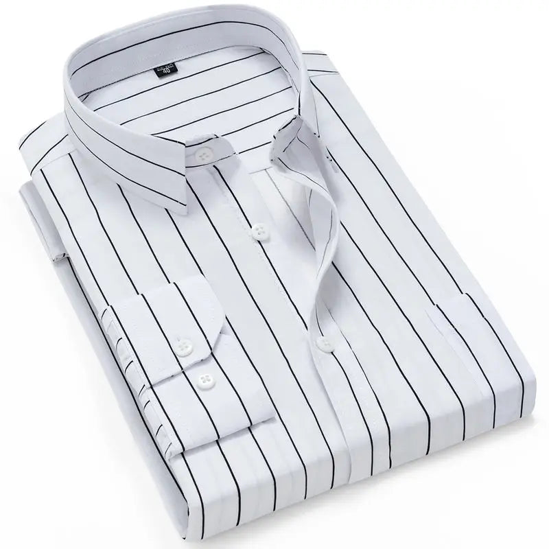 Thin Long Sleeve Printed Men's Korean Slim Fit Plaid Shirt