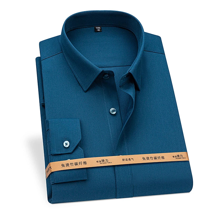 Men's High Quality Bamboo Fiber Long Sleeve Anti-wrinkle Shirt