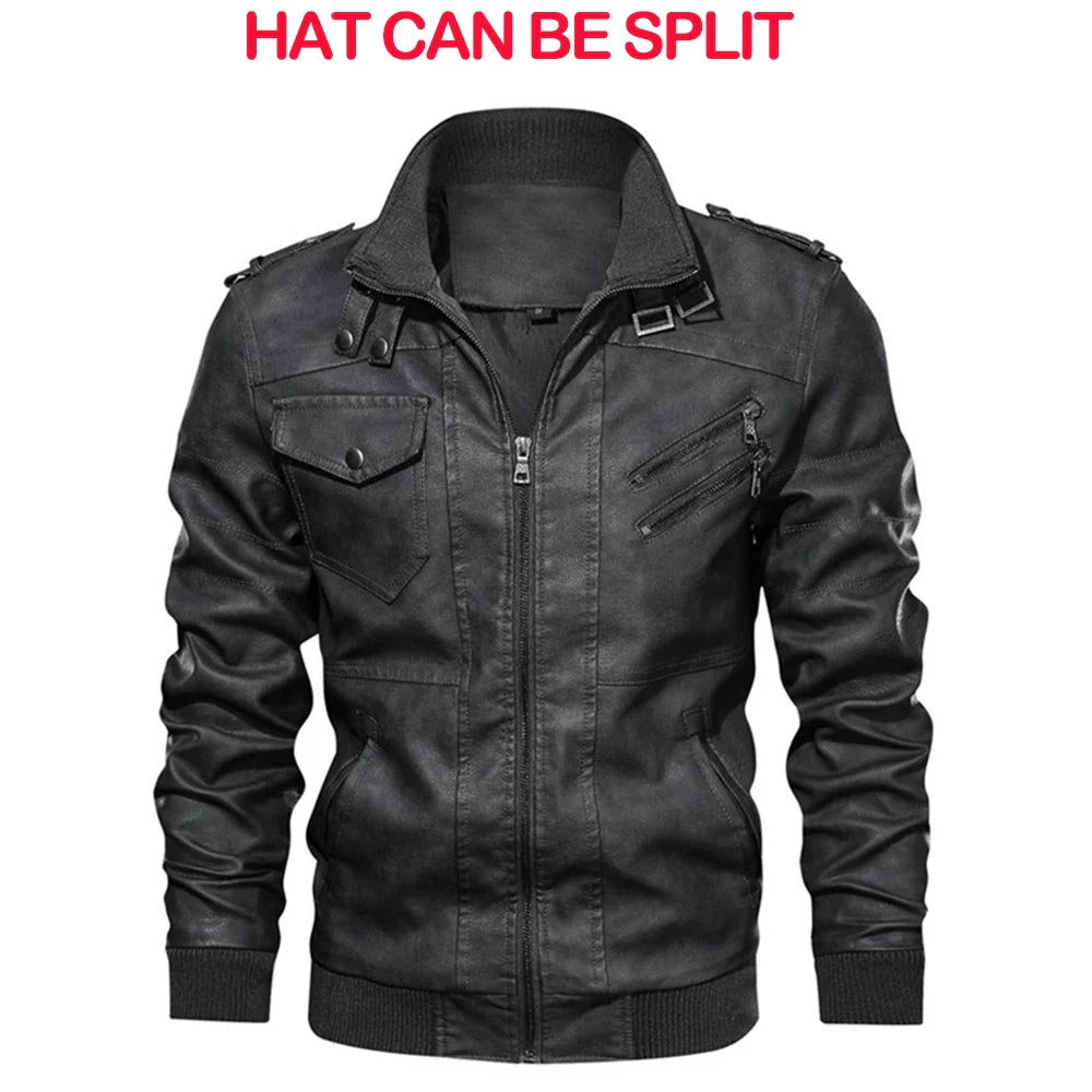 KB New Men's Leather Jackets Autumn Casual Motorcycle PU Jacket