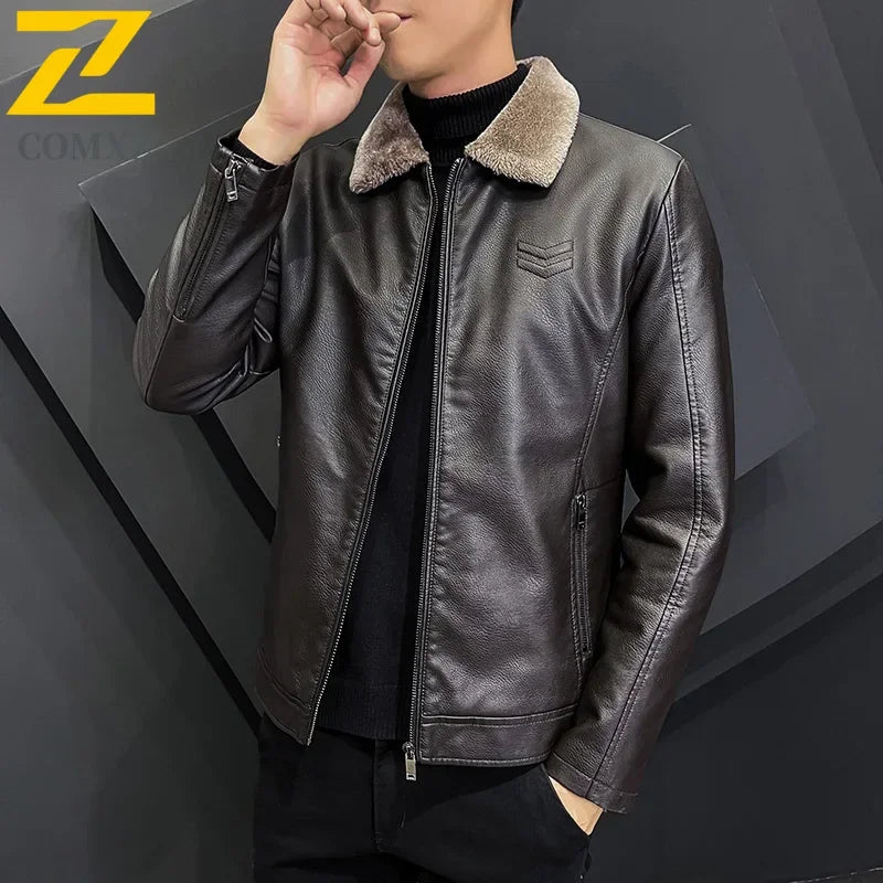 Winter Fashion Warmth Thickened Leather Jacket